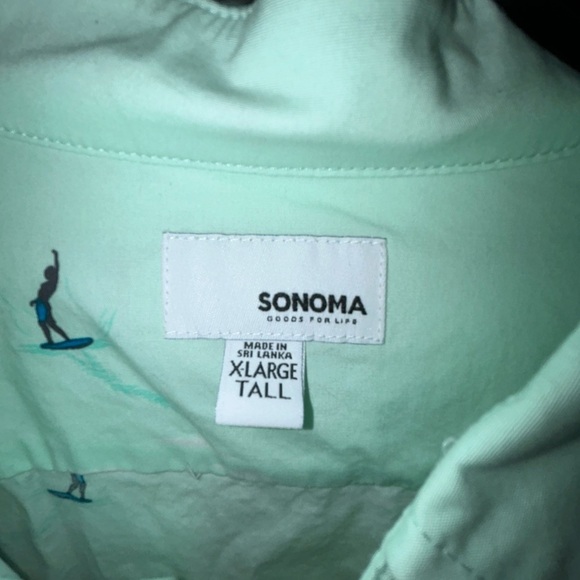Sonoma Light Green Surf Print Shirt - Picture 3 of 5